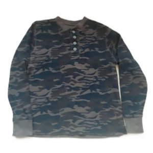 Retro Old Navy Camo Thermal Long Sleeve Henley Shirt - Men's Large Camo Shirt